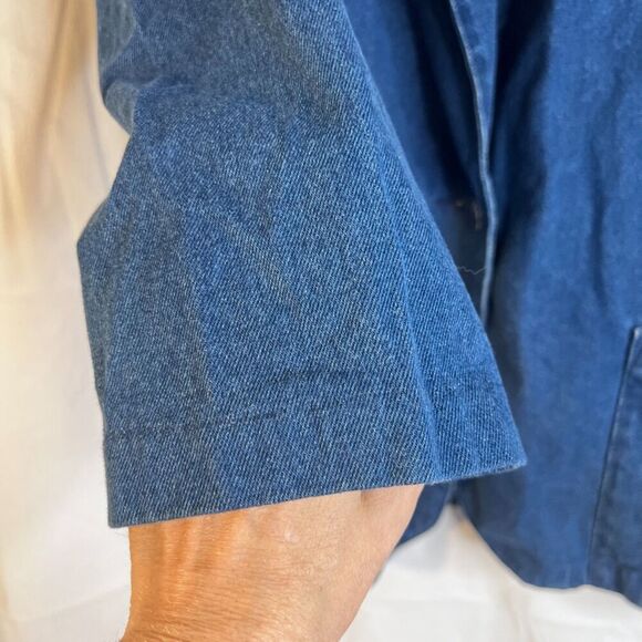Alice Stuart Denim Blue Jean Jacket Chore Utility Vintage 100% Cotton Size Large - Picture 7 of 10